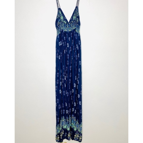 Urban Coco Blue Paisley Maxi Dress with Spaghetti Straps – Size Small - Picture 2 of 8